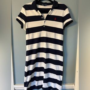 Navy and white rugby stripe Ralph Lauren polo dress